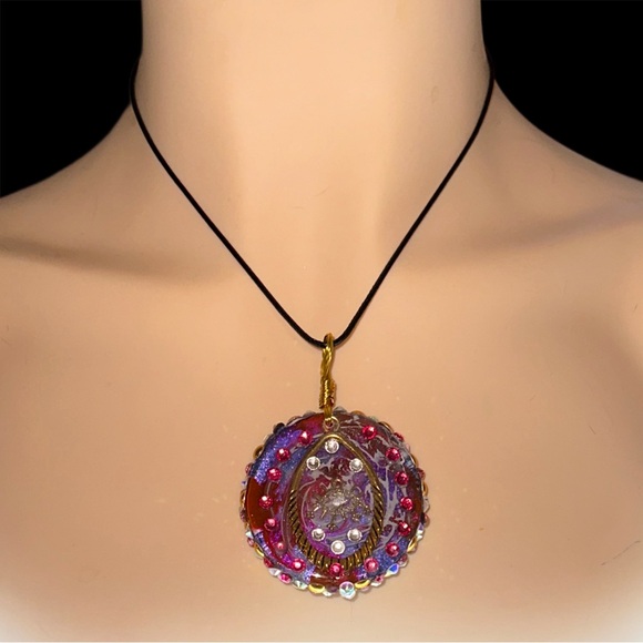 Multi Colored Eye of Horus Charm Pendant Necklace - Picture 3 of 10